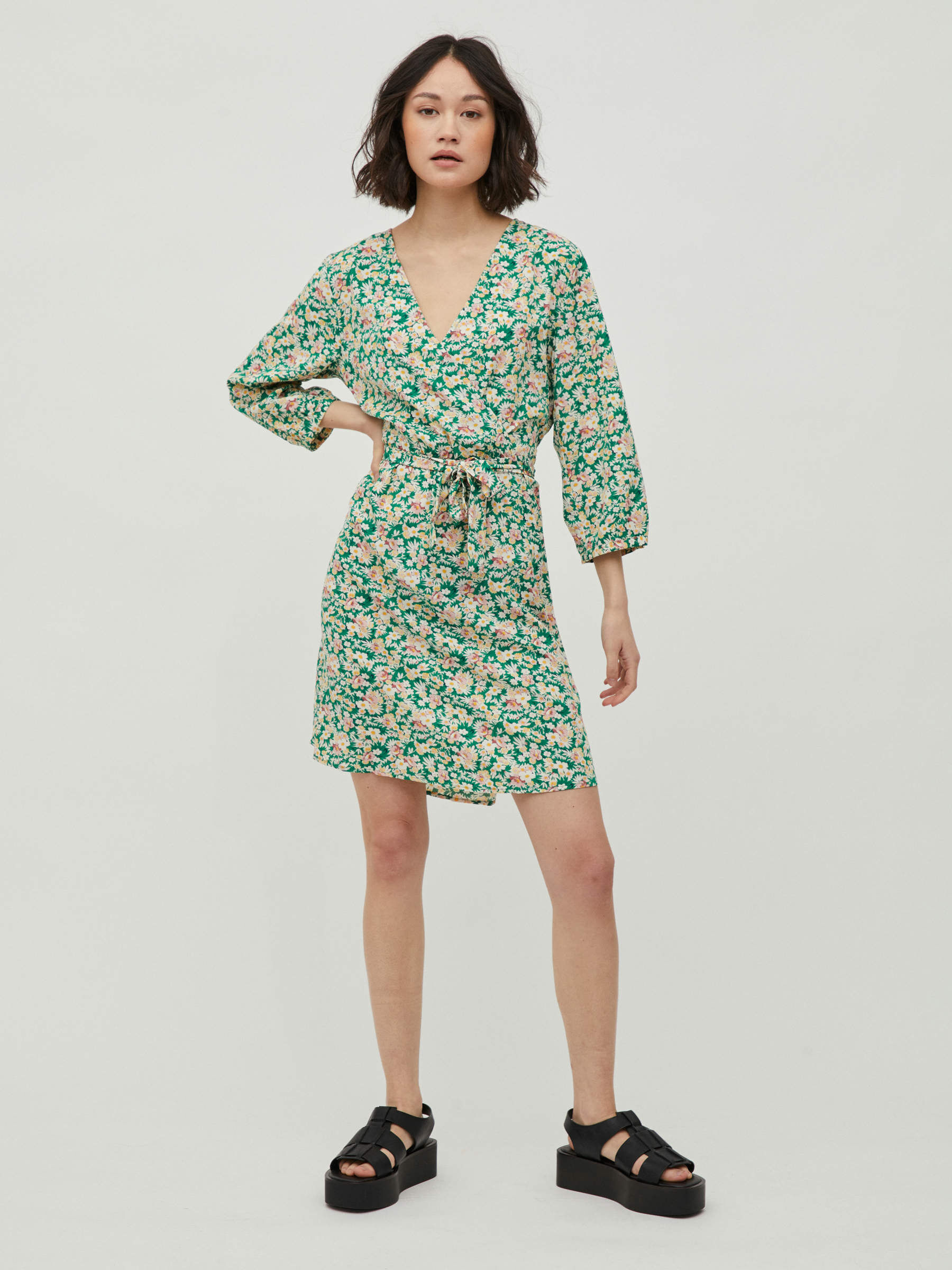 TIE WAIST SHORT DRESS (Green) | Vila ...